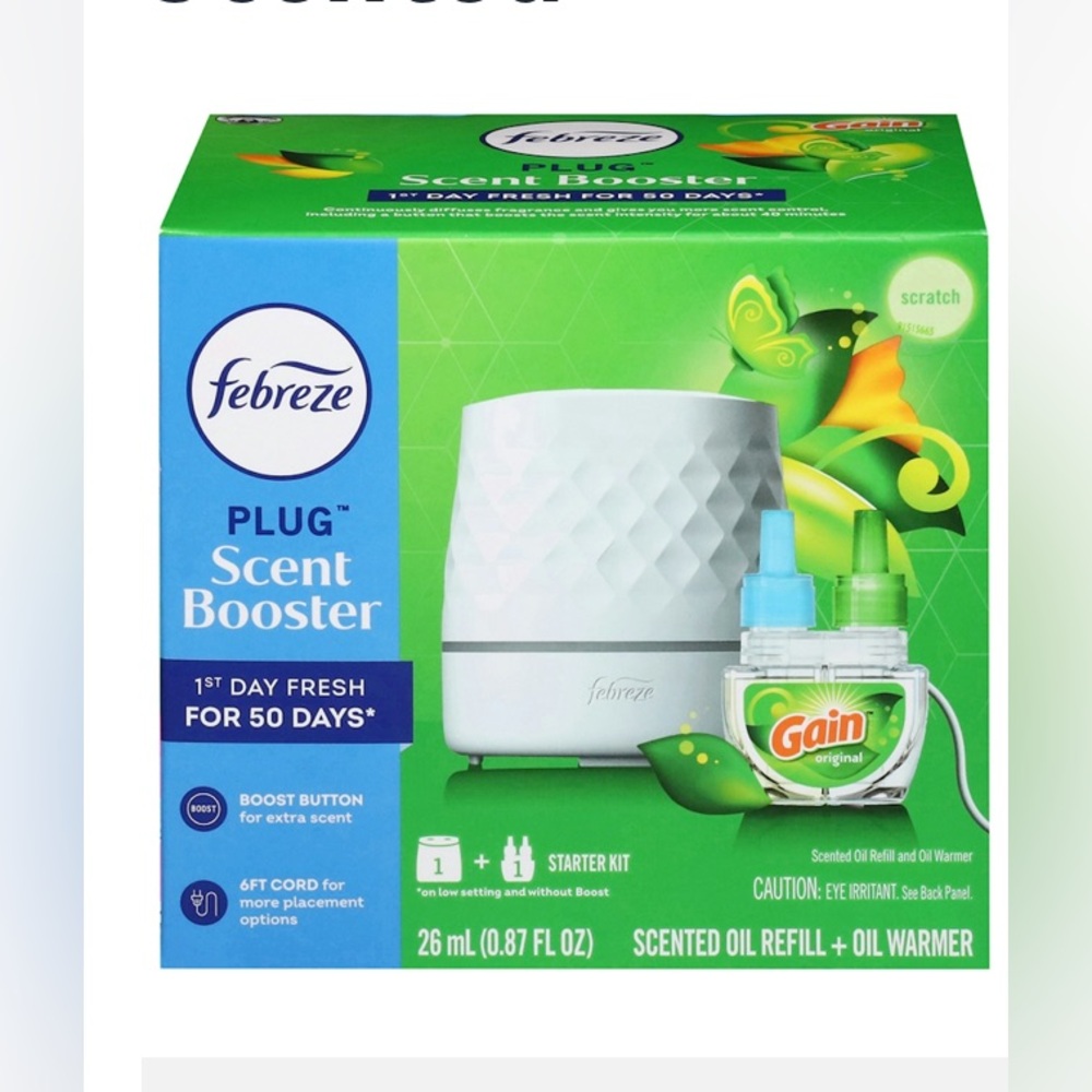 New Febreze Plug Scent Booster 6 Ft Cord Boost Button 50 Days Fresh